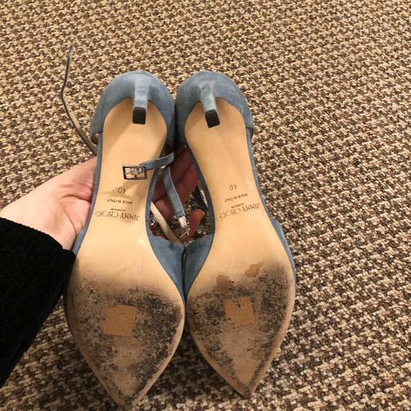 JIMMY CHOO blue suede lancer heels - Picture 5 of 6